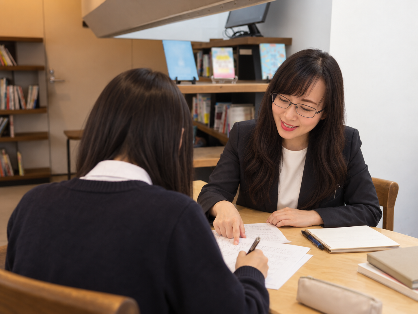 講師が受講生の学習をサポートする様子